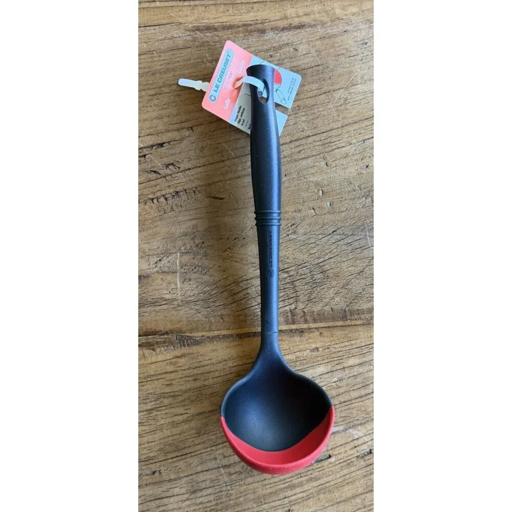 Le Creuset Revolution Bi-Material Ladle 4 oz 12.4 in Cerise Black NEW NWT